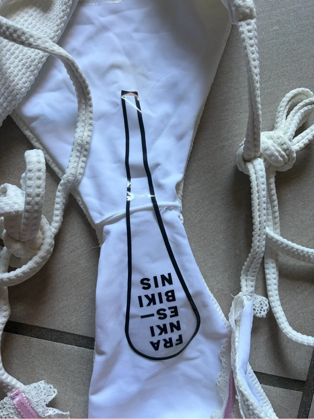 Frankie’s x Gigi Hadid White Tie-Side Swim Bottom with Pink Trim